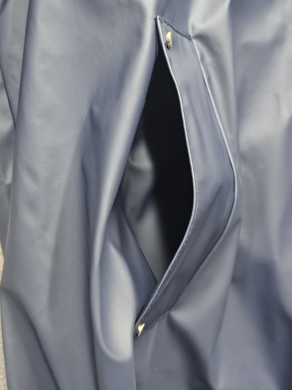 Martha Stewart 2X Long Hooded Rain Jacket Blue Waterproof Button Coat - Picture 7 of 15